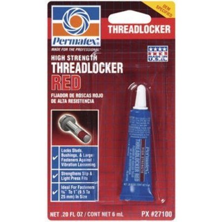 ITW GLOBAL BRANDS Threadlocker, Permatex, Red, High Strength, 6 mL Tube 27100